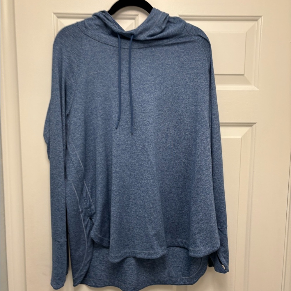 Athleta Heathered Blue Hooded Top